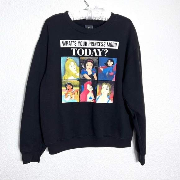 Disney Princess Graphic Sweatshirt Black Size Small Disneybound Cartoon Graphic - Picture 1 of 4